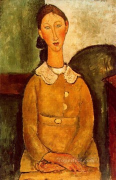 1917 Oil Painting - a girl in yellow dress 1917 Amedeo Modigliani